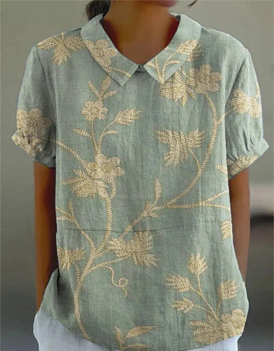 Damen Vintage Blumenmuster Bluse | Lässig